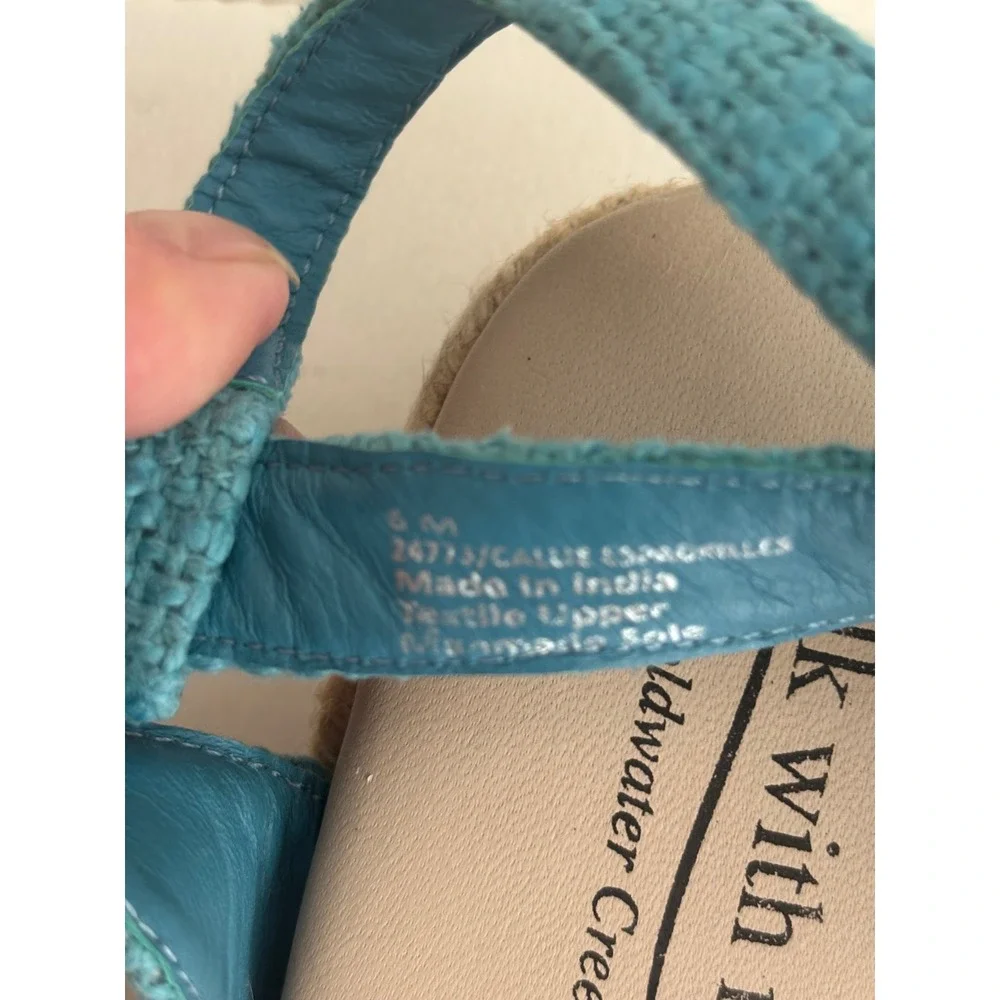 Coldwater Creek Walk With Me Callie Espadrille Wedge Sandals Turquoise Blue 8M
